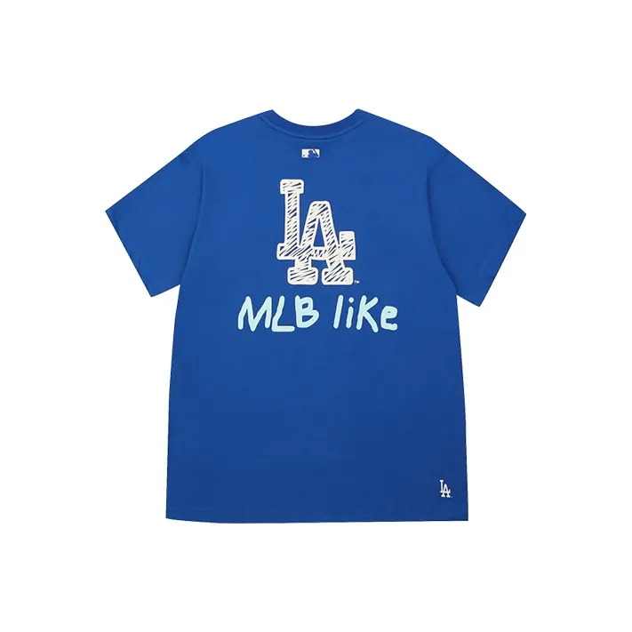 MLB Drop Shoulder Sleeve T Shirt Unisex Blue-0