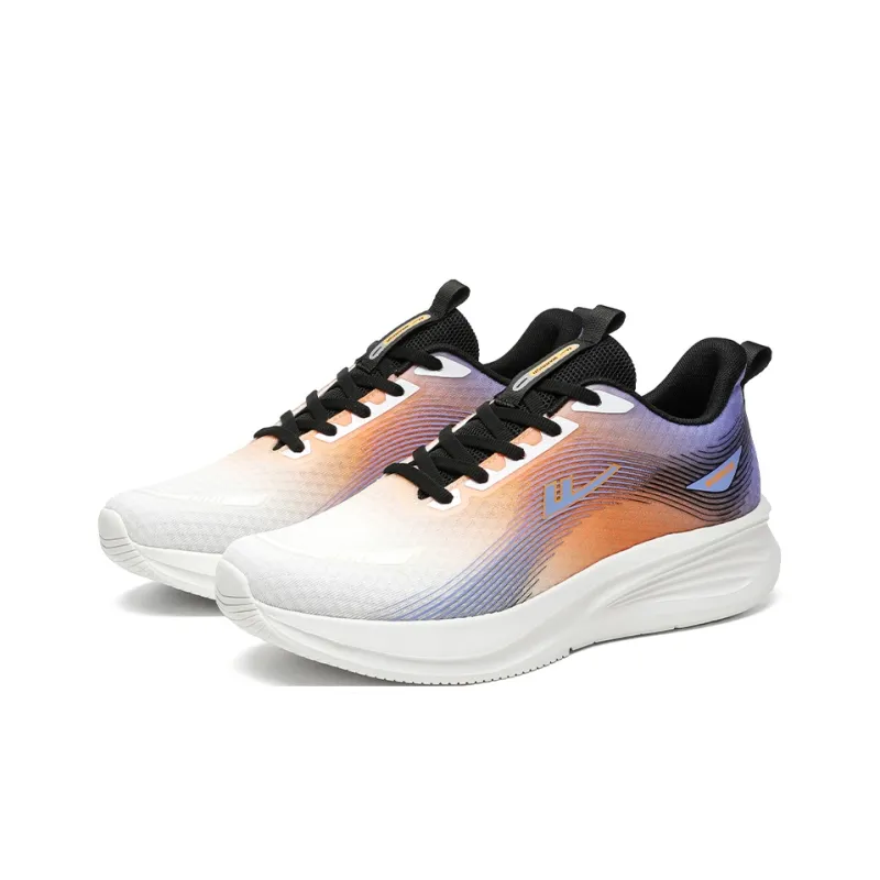 Warrior Breathable Lightweight Low Top Casual Training Long Distance Running Shoes Men's White Orange Purple-3