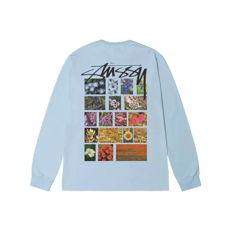 Stussy Flower Grid Pigment Dyed Long Sleeve Tee-2