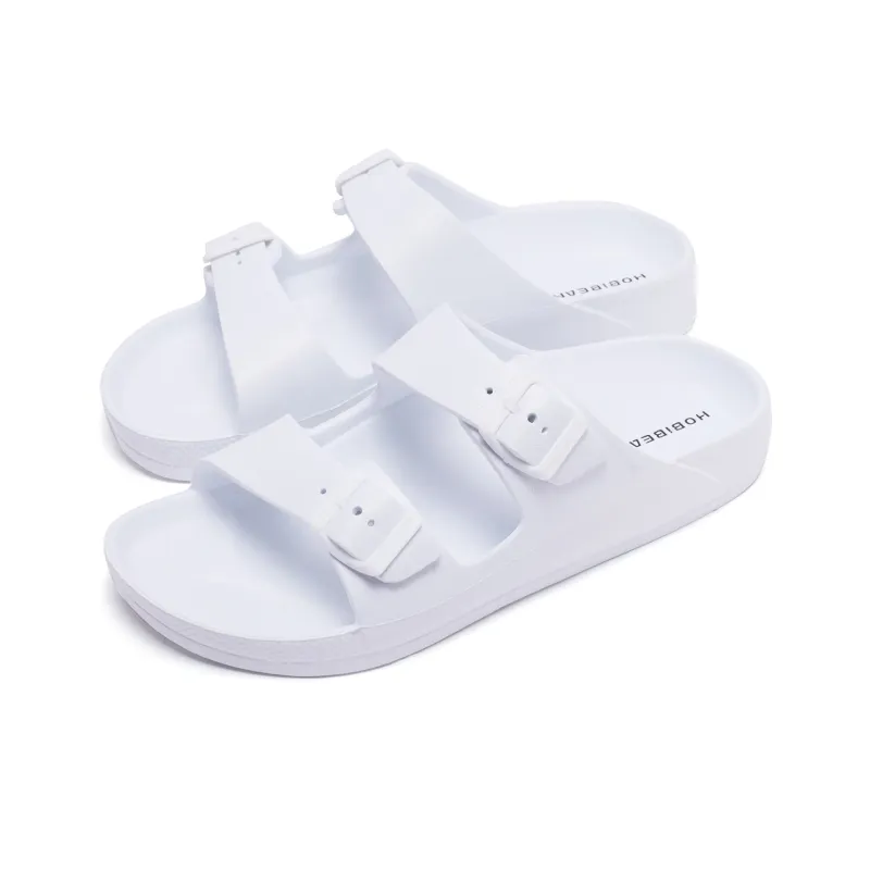 HOBIBEAR Slip Resistant Odor Resistant Abrasion Resistant Slide Slippers Men's White-1
