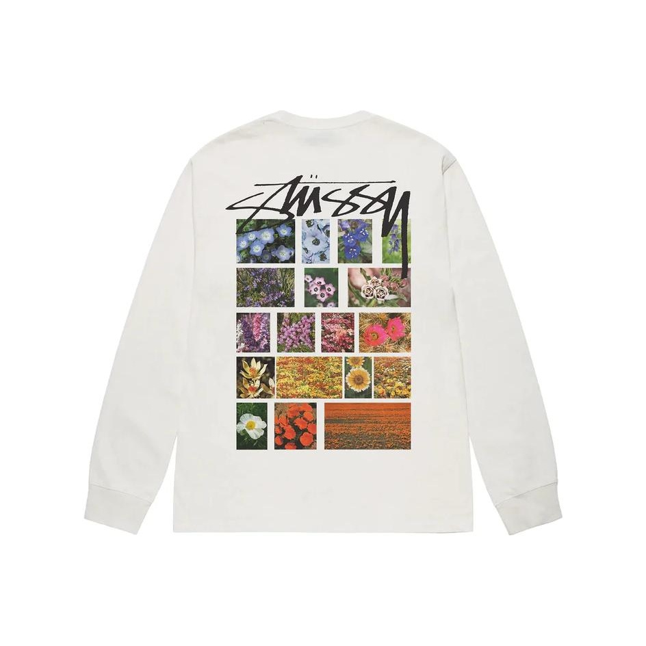 Stussy Flower Grid Pigment Dyed Long-Sleeve Tee - POIZON