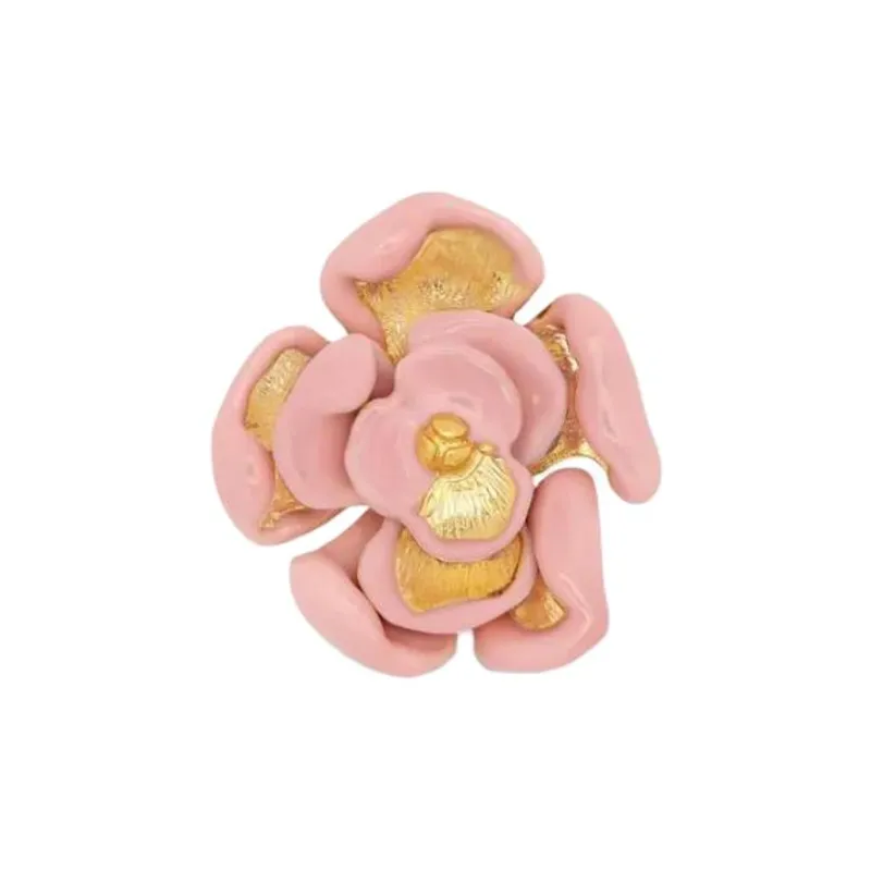 Oscar De La Renta Enamel Rose Clip on Earrings-1