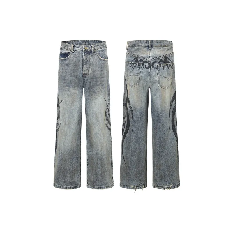 Flowers In Water Jeans Unisex Blue-2