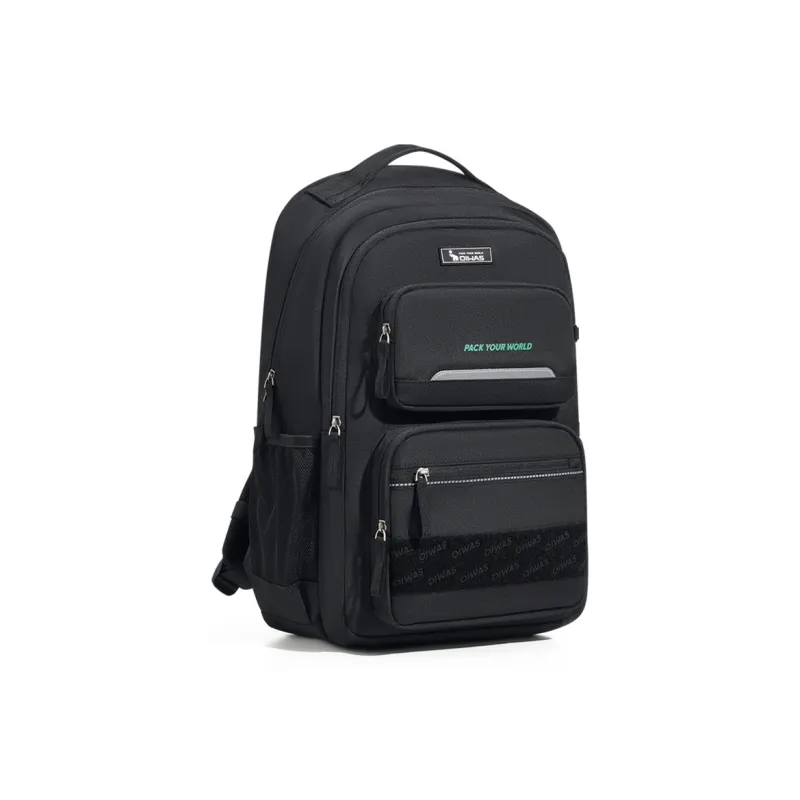 OIWAS Fabric Students Backpack Travel Backpack Laptop Bag Backpack Regular Unisex Black/Khaki-1