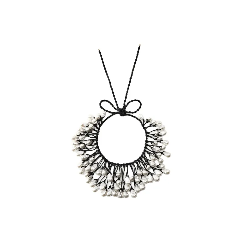 ZARA Artificial Pearl Necklaces Women's Black-1