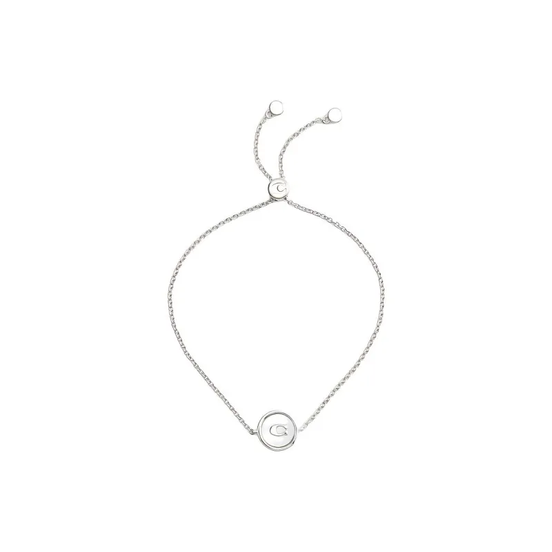 COACH Brass Plated, Mother Of Pearl, Mother Of Pearl, Cubic Zircon Bracelets Women's Silver-0