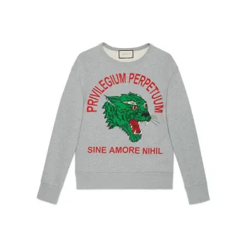 GUCCI Panther Face Cotton Sweatshirt