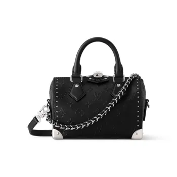 LOUIS VUITTON Speedy Cow Leather One Shoulder Handbags Women's Black