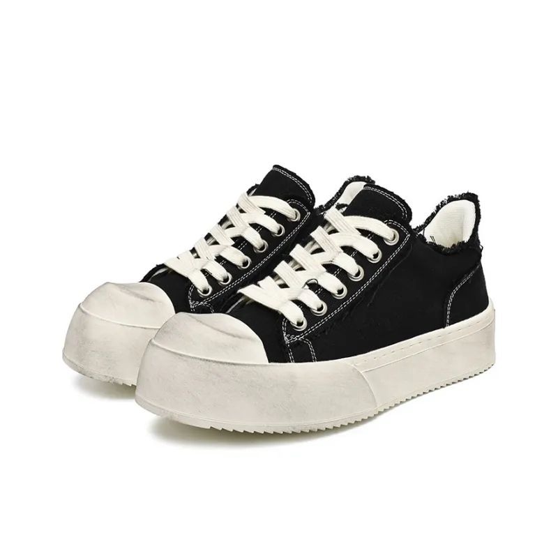 MODENGPAN Breathable Low Top Canvas Shoes Unisex Black-1