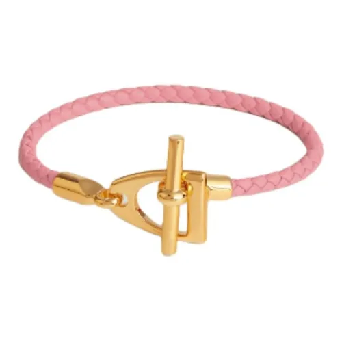 HERMES Calfskin Bracelets Unisex Rose Pink