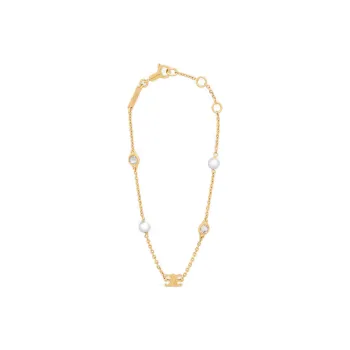 CELINE Bracelet In Brass Strass And Resin Pearls