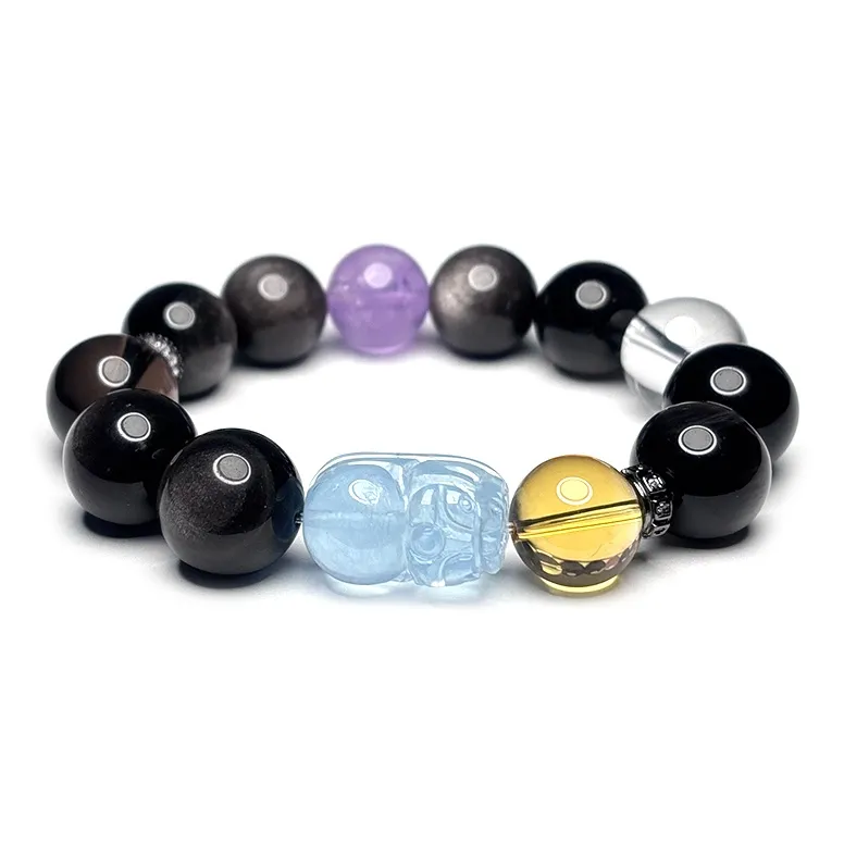 MOUNTAINS AND MANS Obsidian Luxury Good Luck Beaded Bracelet Men's-0