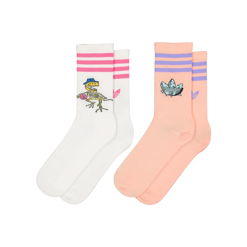 Adidas Originals Mid Calf Socks Unisex 2 Pack Bright Light Pink/White-1