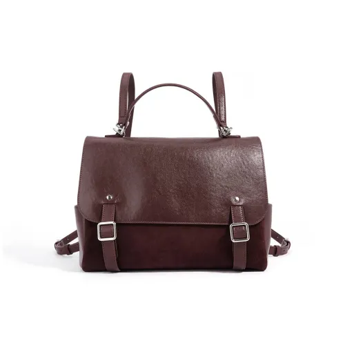 ROBERTA DI CAMERINO Cow Leather Bonded Synthetic Leather Carry Backpack Mini Women's Red/Brown
