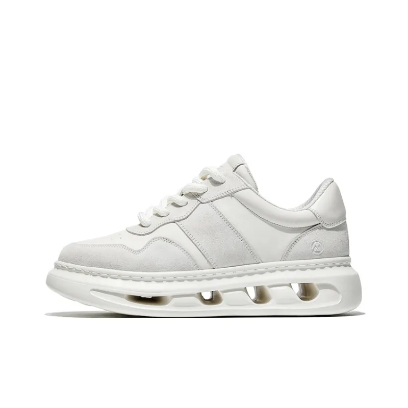 MOERBAI Spacewalk Series Wear Resistant Breathable Height Increasing Low Top Casual Shoes Men's White Gray-0