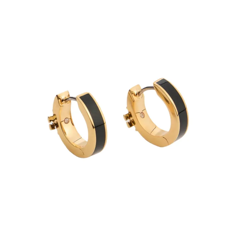 TORY BURCH Brass, Enamel, Crystal Earrings Women's Black-3