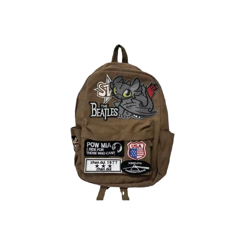 YUANTUZHE Canvas Backpack Unisex Coffee-0