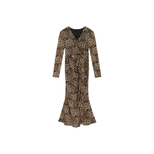Garbege Long Sleeved Dresses Women's Leopard Print
