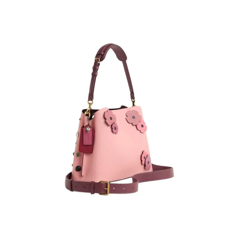COACH Willow Leather Shoulder Bag Crossbody Bag Handbag Large Size Women's Brass & Candy Pink-1