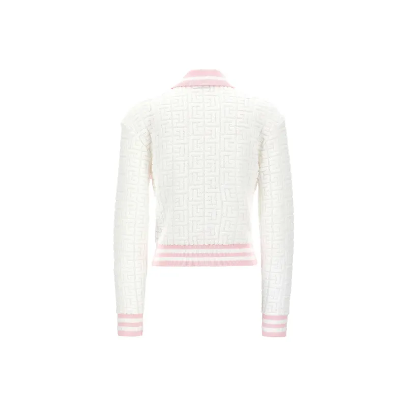 BALMAIN Pb Monogram Jacquard Knit Polo Shirt-1