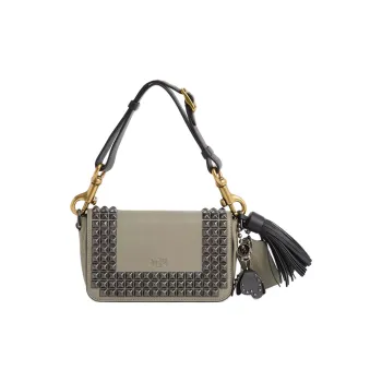 COACH Penny Leather Crossbody Handbag Small Size Women's Bronze & Olive Gray