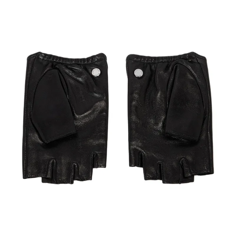 KARL LAGERFELD / Karl Lagerfeld Jeans Ikon Leather Fingerless Gloves-3