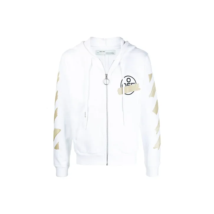 OFF WHITE Tape Diag Arrows Zip Up Hoodie-0