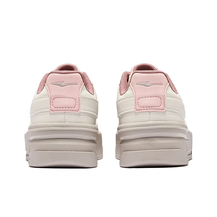 Erke Anti Slip Wear Resistant Low Top Skateboard Shoes Women's Beige Pink-3