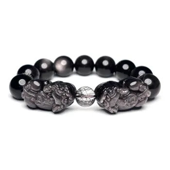 MOUNTAINS AND MANS Obsidian New Chinese Style Good Luck Beaded Bracelet Men's