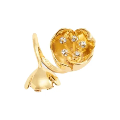 COACH Brass Plated Glass Cubic Zirconia Rings Women's Gold