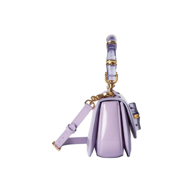 GUCCI Leather Shoulder Bag, Crossbody Bag, Handbag Trumpets Women's Light Purple-2