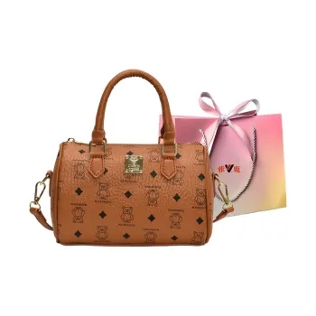 Yalu PU Boston Bag, One Shoulder Handbag Women's Black/Brown/Pink/Beige