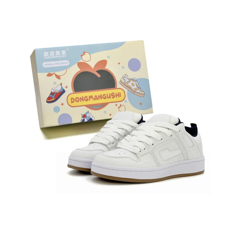 Anime Story Slip Resistant, Abrasion Resistant, Lightweight, Breathable Low Top Skateboard Shoes Women's White Blue-0