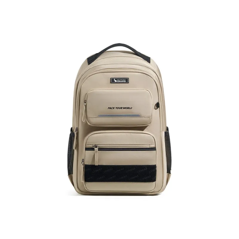 OIWAS Fabric Students Backpack Travel Backpack Laptop Bag Backpack Regular Unisex Black/Khaki-5