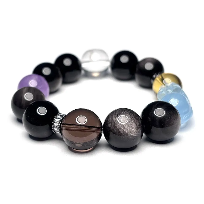 MOUNTAINS AND MANS Obsidian Luxury Good Luck Beaded Bracelet Men's-3