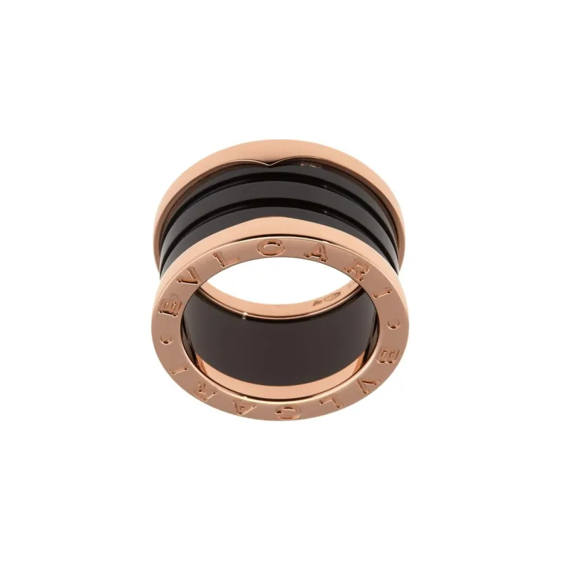 BVLGARI 18K Rose Gold Ceramic Rings Unisex Black-0