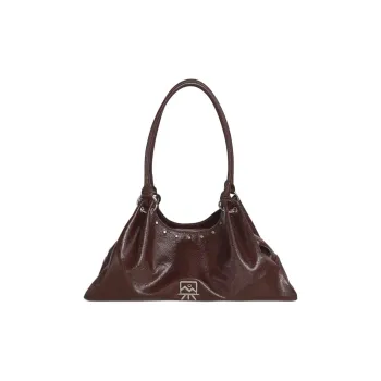 Kikawa Card Synthetic Leather Shoulder Bag Medium Size Women's Burgundy