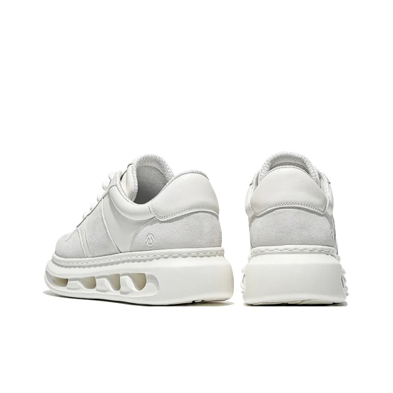 MOERBAI Spacewalk Series Wear Resistant Breathable Height Increasing Low Top Casual Shoes Men's White Gray-3