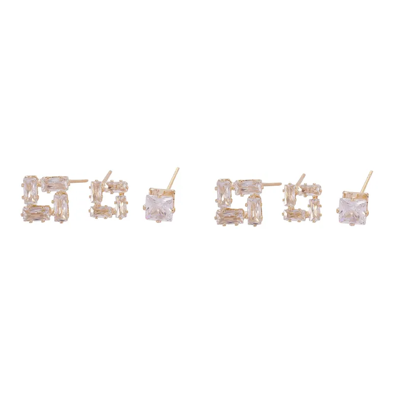 YDE S925 Sterling Silver Stud Synthetic Zirconia Alloy Stud Earrings Women's-0