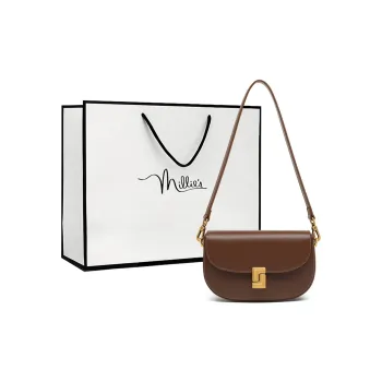 MILLIE'S Cow Leather With Synthetic Leather Saddle Bag, Shoulder Bag Women's Coffee