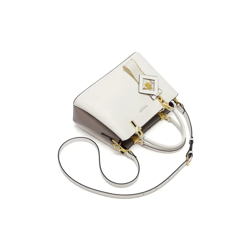 CNOLES Cow Leather Crossbody Bag, Handbag Tubas Women's Milk Coffee-2