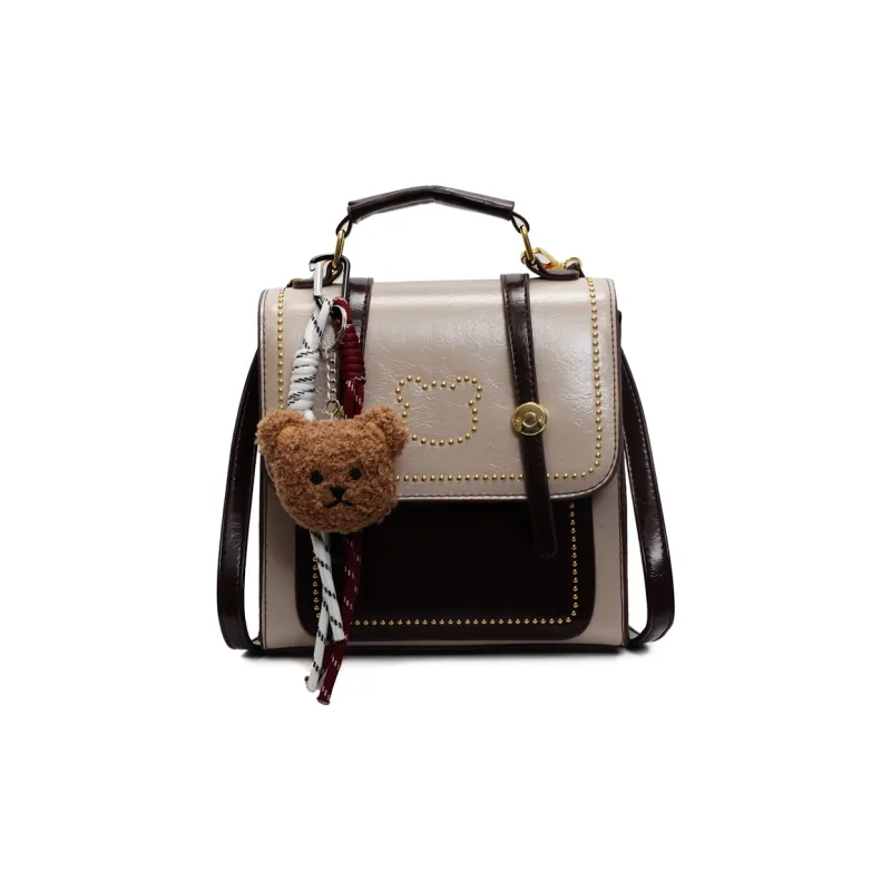 Travel PU Backpack Regular Women's Black/Ecru/Coffee/White & Coffee-18