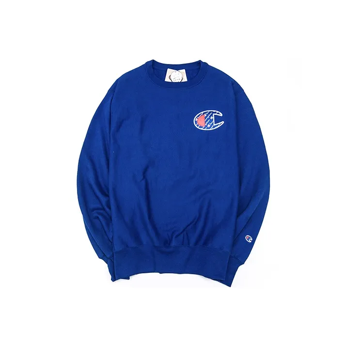 Champion Crew Neck Loose Fit Regular Sweatshirt US Version Unisex Blue-0