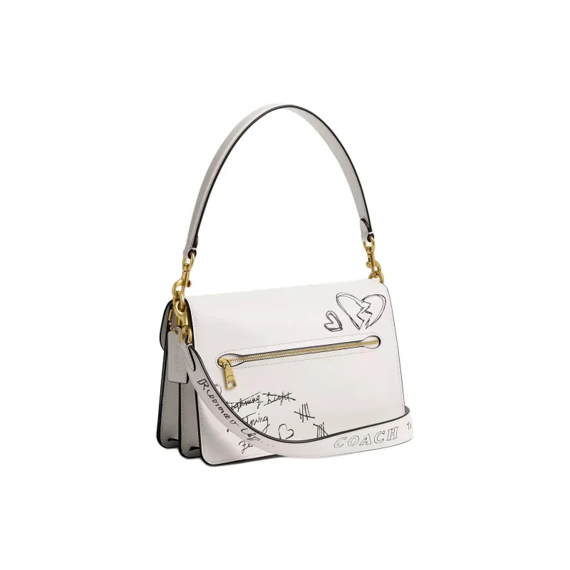 COACH Grained Leather Shoulder Bag Crossbody Bag Handbag Medium Size Women's White-1