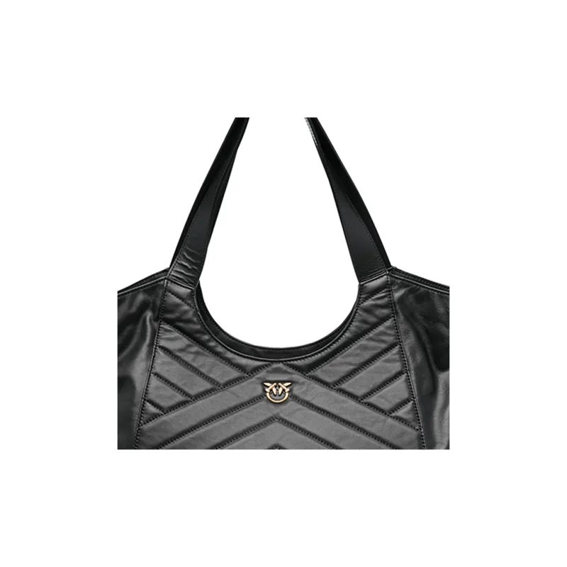 PINKO Cow Leather Tote Bag Shopping Bag Handbag Women's Black-2