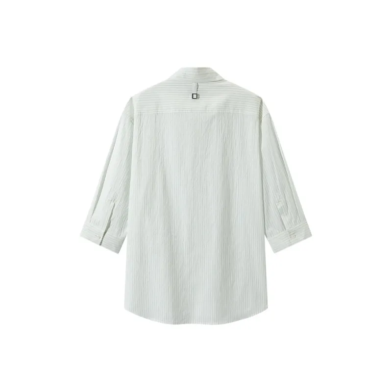 GXG Casual Shirt Men's White Green Striped Color-1