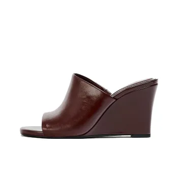 ZARA PU Polyurethane Slip Resistant Slide Slippers Women's Dark Red
