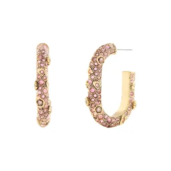 COACH Brass Earrings Women's Pink