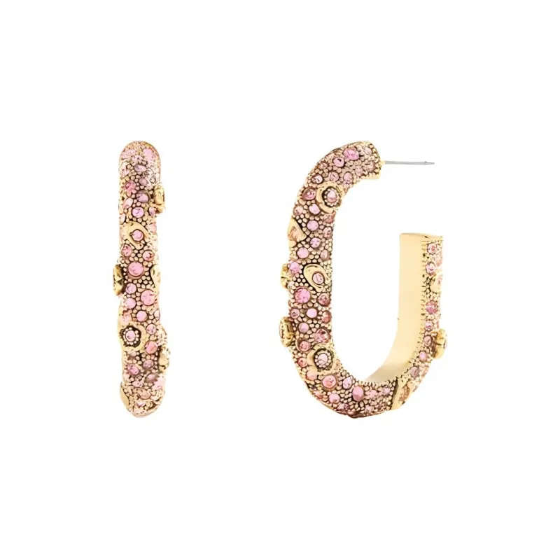 COACH Brass Earrings Women's Pink-0