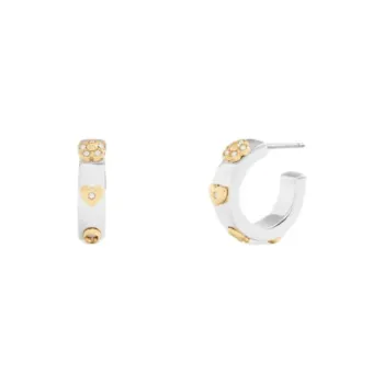 COACH Brass Plated, Cubic Zircon, Glass, Titanium Earrings Women's Gold